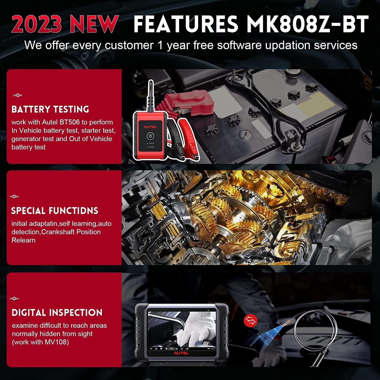 Battery Replacement for Autel MaxiCOM MK808BT Pro Scanner, Autel-MK808BT-Pro